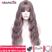 Load image into Gallery viewer, SHANGKE 26" Long Mix Purple Womens Wigs with Bangs Heat Resistant Synthetic Kinky Curly Wigs for Women African American