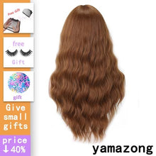 Load image into Gallery viewer, MISS WIG Long Wavy Wigs for Black Women African American Synthetic Hair Grey Brown Wigs with Bangs Heat Resistant Wig
