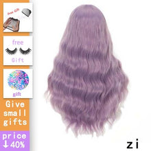 Load image into Gallery viewer, MISS WIG Long Wavy Wigs for Black Women African American Synthetic Hair Grey Brown Wigs with Bangs Heat Resistant Wig