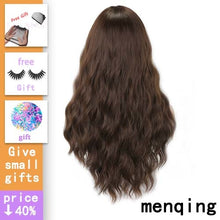 Load image into Gallery viewer, MISS WIG Long Wavy Wigs for Black Women African American Synthetic Hair Grey Brown Wigs with Bangs Heat Resistant Wig