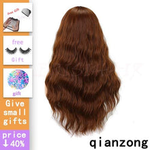 Load image into Gallery viewer, MISS WIG Long Wavy Wigs for Black Women African American Synthetic Hair Grey Brown Wigs with Bangs Heat Resistant Wig