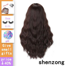 Load image into Gallery viewer, MISS WIG Long Wavy Wigs for Black Women African American Synthetic Hair Grey Brown Wigs with Bangs Heat Resistant Wig