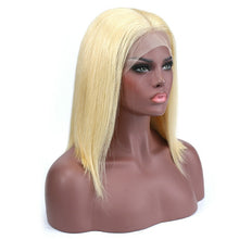 Load image into Gallery viewer, Short Lace Front Human Hair Wigs For Black Women Brazilian Remy Bob Wig With Baby Hair Pre Plucked 13x4 Blonde Pink 99J Luasy