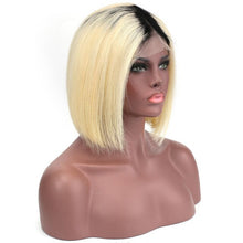 Load image into Gallery viewer, Short Lace Front Human Hair Wigs For Black Women Brazilian Remy Bob Wig With Baby Hair Pre Plucked 13x4 Blonde Pink 99J Luasy