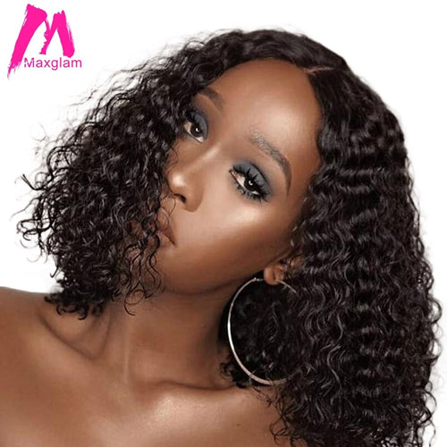 Curly Human Hair Wig Brazilian Short Bob Lace Front Human Hair Wigs For Black Women Full and Thick Free Shipping Maxglam