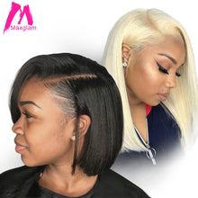 Load image into Gallery viewer, Maxglam Short Lace Front Human Hair Wigs Blonde 613 Human Hair Lace Frontal Wig Brazilian Hair Bob Wig For Black Women
