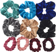 Load image into Gallery viewer, 10 pcs/lot Soft chiffon Velvet satin Hair Scrunchie floral Grip Loop Holder Stretchy Hair band hair ties accessories leopard