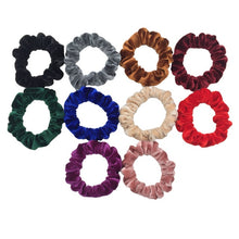 Load image into Gallery viewer, 10 pcs/lot Soft chiffon Velvet satin Hair Scrunchie floral Grip Loop Holder Stretchy Hair band hair ties accessories leopard