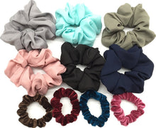 Load image into Gallery viewer, 10 pcs/lot Soft chiffon Velvet satin Hair Scrunchie floral Grip Loop Holder Stretchy Hair band hair ties accessories leopard