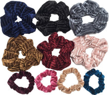 Load image into Gallery viewer, 10 pcs/lot Soft chiffon Velvet satin Hair Scrunchie floral Grip Loop Holder Stretchy Hair band hair ties accessories leopard