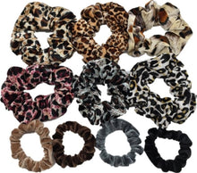 Load image into Gallery viewer, 10 pcs/lot Soft chiffon Velvet satin Hair Scrunchie floral Grip Loop Holder Stretchy Hair band hair ties accessories leopard