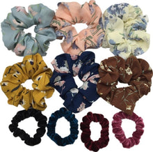 Load image into Gallery viewer, 10 pcs/lot Soft chiffon Velvet satin Hair Scrunchie floral Grip Loop Holder Stretchy Hair band hair ties accessories leopard