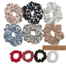 Load image into Gallery viewer, 10 pcs/lot Soft chiffon Velvet satin Hair Scrunchie floral Grip Loop Holder Stretchy Hair band hair ties accessories leopard