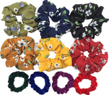 Load image into Gallery viewer, 10 pcs/lot Soft chiffon Velvet satin Hair Scrunchie floral Grip Loop Holder Stretchy Hair band hair ties accessories leopard