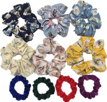 Load image into Gallery viewer, 10 pcs/lot Soft chiffon Velvet satin Hair Scrunchie floral Grip Loop Holder Stretchy Hair band hair ties accessories leopard