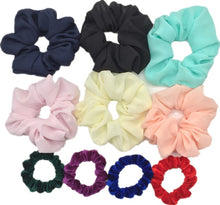 Load image into Gallery viewer, 10 pcs/lot Soft chiffon Velvet satin Hair Scrunchie floral Grip Loop Holder Stretchy Hair band hair ties accessories leopard