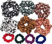 Load image into Gallery viewer, 10 pcs/lot Soft chiffon Velvet satin Hair Scrunchie floral Grip Loop Holder Stretchy Hair band hair ties accessories leopard