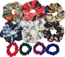 Load image into Gallery viewer, 10 pcs/lot Soft chiffon Velvet satin Hair Scrunchie floral Grip Loop Holder Stretchy Hair band hair ties accessories leopard