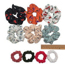 Load image into Gallery viewer, 10 pcs/lot Soft chiffon Velvet satin Hair Scrunchie floral Grip Loop Holder Stretchy Hair band hair ties accessories leopard