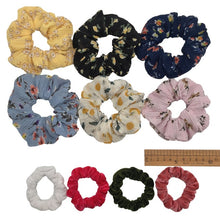 Load image into Gallery viewer, 10 pcs/lot Soft chiffon Velvet satin Hair Scrunchie floral Grip Loop Holder Stretchy Hair band hair ties accessories leopard