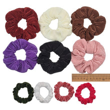 Load image into Gallery viewer, 10 pcs/lot Soft chiffon Velvet satin Hair Scrunchie floral Grip Loop Holder Stretchy Hair band hair ties accessories leopard