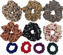 Load image into Gallery viewer, 10 pcs/lot Soft chiffon Velvet satin Hair Scrunchie floral Grip Loop Holder Stretchy Hair band hair ties accessories leopard