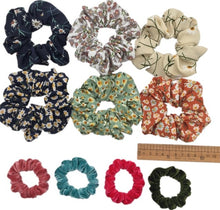 Load image into Gallery viewer, 10 pcs/lot Soft chiffon Velvet satin Hair Scrunchie floral Grip Loop Holder Stretchy Hair band hair ties accessories leopard