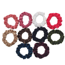Load image into Gallery viewer, 10 pcs/lot Soft chiffon Velvet satin Hair Scrunchie floral Grip Loop Holder Stretchy Hair band hair ties accessories leopard
