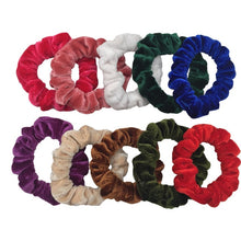 Load image into Gallery viewer, 10 pcs/lot Soft chiffon Velvet satin Hair Scrunchie floral Grip Loop Holder Stretchy Hair band hair ties accessories leopard