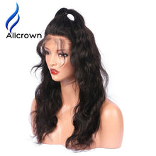 Load image into Gallery viewer, Alicrown Body Wave Lace Front Human Hair Wigs For Women Pre Plucked Brazilian Remy Hair Wigs 13*4 Bleached Knots Baby Hair