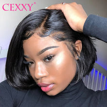 Load image into Gallery viewer, Cexxy 13x6 Lace Front Human Hair Wigs Brazilian Remy Hair Short Bob Wig with Pre Plucked Hairline with baby hairs Free Shipping