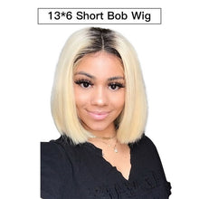 Load image into Gallery viewer, Monstar 13x6 Blonde Short Bob Wig 150% Density Brazilian Remy Straight 1B 613 Lace Wig Ombre Lace Front Human Hair Wig For Women