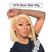 Load image into Gallery viewer, Monstar 13x6 Blonde Short Bob Wig 150% Density Brazilian Remy Straight 1B 613 Lace Wig Ombre Lace Front Human Hair Wig For Women