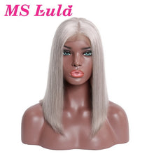 Load image into Gallery viewer, Ms Lula 613 Blonde 1b Ombre Short Bob Lace Front Wig Pre plucked With Baby Hair Straight Human Remy Frontal Wigs Blue Pink Color