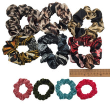 Load image into Gallery viewer, 10 pcs/lot Soft chiffon Velvet satin Hair Scrunchie floral Grip Loop Holder Stretchy Hair band hair ties accessories leopard