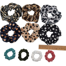 Load image into Gallery viewer, 10 pcs/lot Soft chiffon Velvet satin Hair Scrunchie floral Grip Loop Holder Stretchy Hair band hair ties accessories leopard