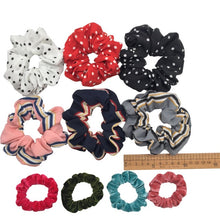 Load image into Gallery viewer, 10 pcs/lot Soft chiffon Velvet satin Hair Scrunchie floral Grip Loop Holder Stretchy Hair band hair ties accessories leopard