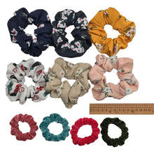 Load image into Gallery viewer, 10 pcs/lot Soft chiffon Velvet satin Hair Scrunchie floral Grip Loop Holder Stretchy Hair band hair ties accessories leopard