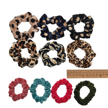 Load image into Gallery viewer, 10 pcs/lot Soft chiffon Velvet satin Hair Scrunchie floral Grip Loop Holder Stretchy Hair band hair ties accessories leopard