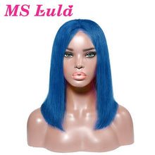 Load image into Gallery viewer, Ms Lula 613 Blonde 1b Ombre Short Bob Lace Front Wig Pre plucked With Baby Hair Straight Human Remy Frontal Wigs Blue Pink Color