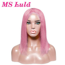 Load image into Gallery viewer, Ms Lula 613 Blonde 1b Ombre Short Bob Lace Front Wig Pre plucked With Baby Hair Straight Human Remy Frontal Wigs Blue Pink Color